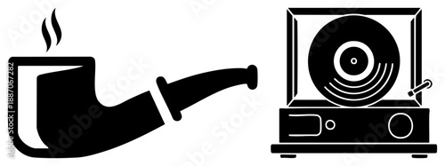 Pipe Smoking Transitioning to Vinyl Record Player