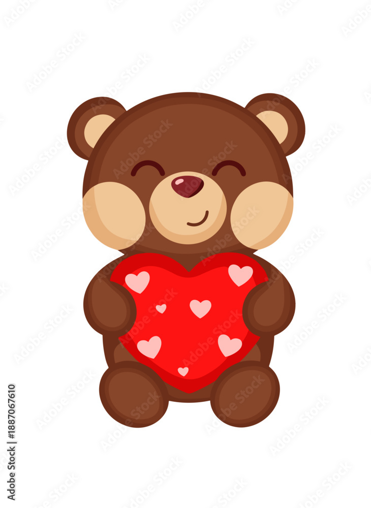 Fototapeta premium teddy bear holding heart, kids plush toy, valentines day bear, love gift for children, soft stuffed bear, heart shaped gift, romantic kids toy, bear with heart symbol, child friendly love theme, sweet
