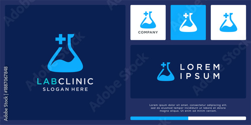 Lab clinic logo design template.