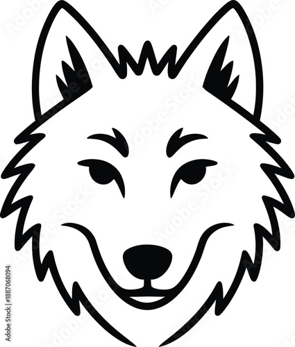 Black and white cartoon face with sharp teeth and pointed ears