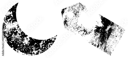 Grungy Moon and Textured Starburst Vector Graphic