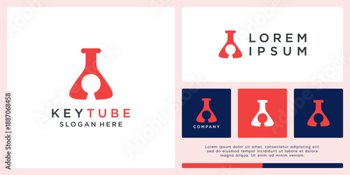 Key tube logo design for laboratory.