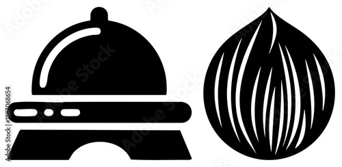 Serving Tray with Dome Lid and Onion Silhouettes