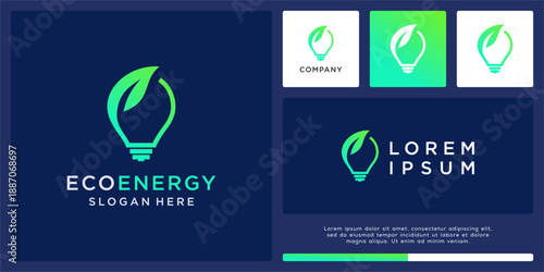 Eco energy logo design with lamp.