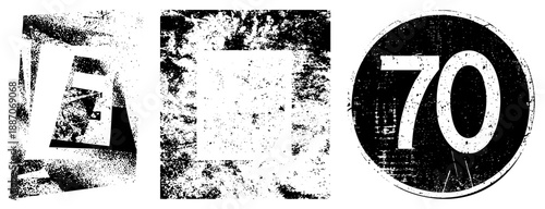 Vintage Halftone Road Sign Symbols with Grunge Texture