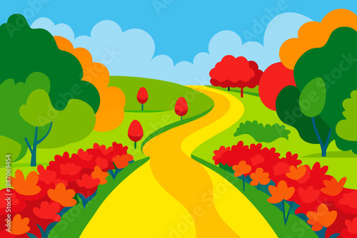 autumn landscape with trees and hills