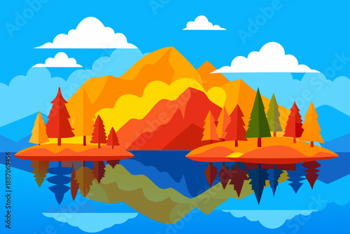 landscape with mountains and sea