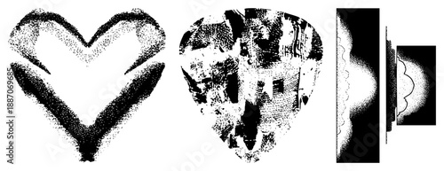 Abstract Heart Shapes Rendered in Halftone Dot