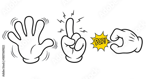 Hand gestures illustration set showing warning and attention.
