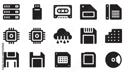 Modern computer electronics icons set for web projects