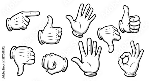 Hand Gestures Set with Various Signs and Symbols.