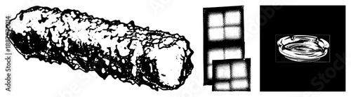 Textured Rocky Boulder with Halftone Window and Ashtray Cutout