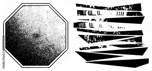 Octagonal Halftone Gradient with Abstract Streaked Texture Elements