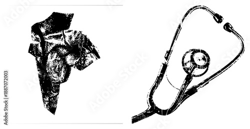 Crumpled Medical Scrubs and Stethoscope Vector Illustration