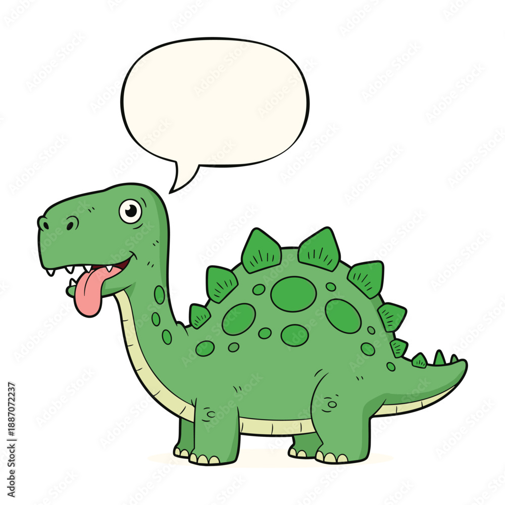 Fototapeta premium Cartoon dinosaur with speech bubble