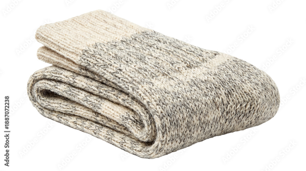 Fototapeta premium Folded pair of wool blend boot socks on transparent background