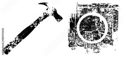 Vintage Textured Hammer and Circular Gear Mechanism