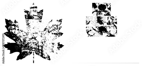 Distressed Canadian Maple Leaf Emblem with Crown and Halftone Texture