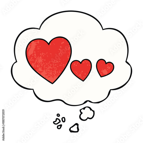 Thoughtful hearts in a cloud