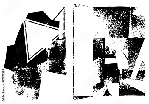 Abstract Geometric Typography with Halftone Texture and Bold