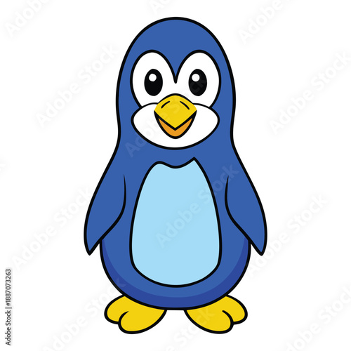 Adorable blue penguin character with big eyes