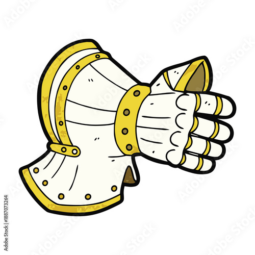 Medieval gauntlet glove cartoon illustration
