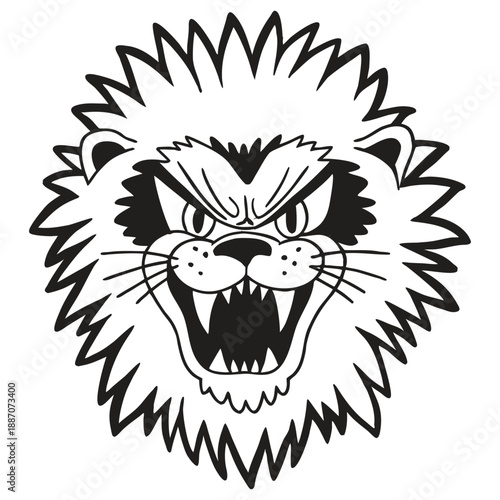 Lion Head Line Art Illustration