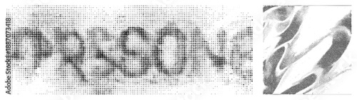 Halftone Dot Text and Abstract Wave Design
