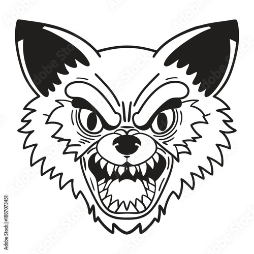 Angry Fox Outline Art