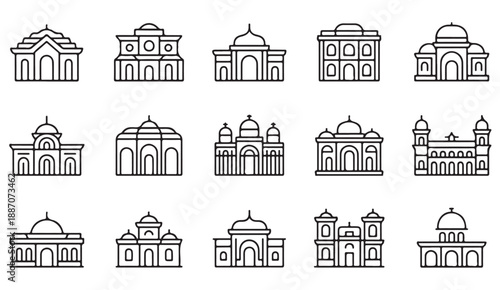 Religious building outline symbols for web and print