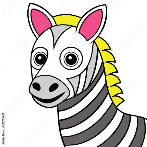 A Colorful zebra vector cartoon illustration
