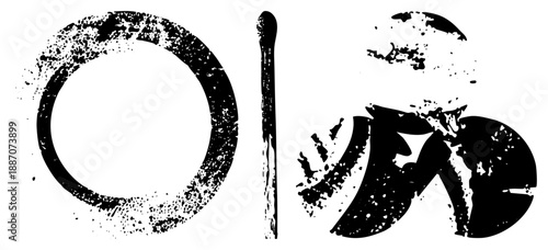 Abstract Brushstroke Typography Letters O and B with Splatter Texture