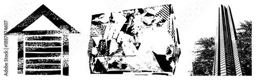 Abstract Architectural in Halftone Vector Style