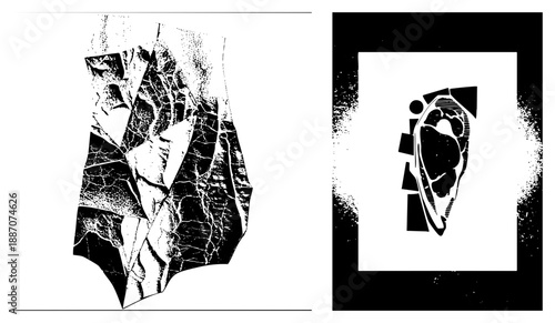 Abstract Geometric Fragmented Texture with Cracked Surface