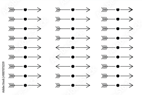 Set of arrow and dot symbols Vector, illustration