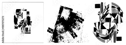 Abstract Geometric Composition with Halftone and Stylized Blocks