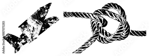 Vintage Arrowhead and Twisted Rope Knot Vector Illustration