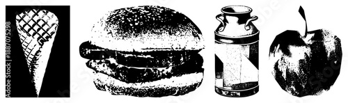 Classic Food in Bold Halftone Vector Style