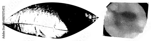 Abstract Halftone Eye Shapes with Grainy Texture and Dotted