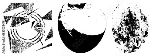 Abstract Geometric Shapes with Textured Halftone