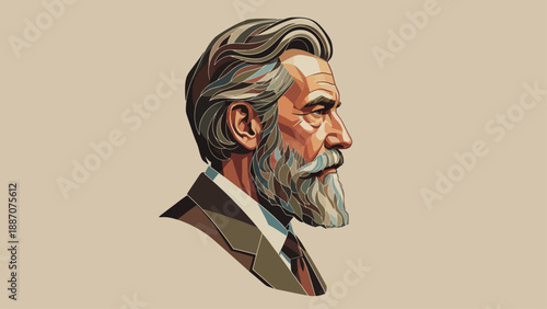 Portrait of a distinguished elderly gentleman with a beard.