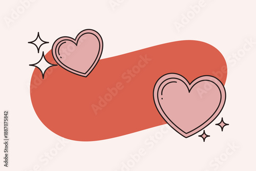 Whimsical hearts with sparkles Vector, illustration