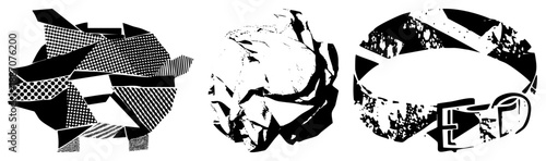 Abstract Geometric Shapes with Halftone and Textured Fragments