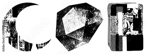 Abstract Geometric Shapes with Textured Halftone