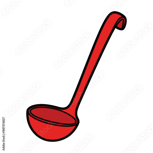 Red ladle with long handle