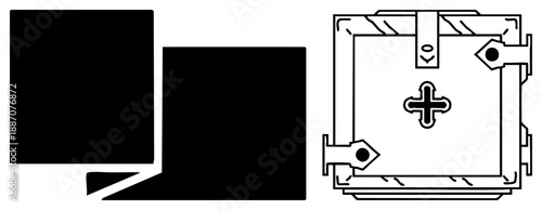 Stacked Book Pages and Secure Vault Door Vector