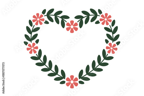 Heart-shaped floral wreath Vector, illustration