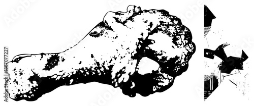 Crispy Fried Chicken Drumstick with Abstract Geometric Background