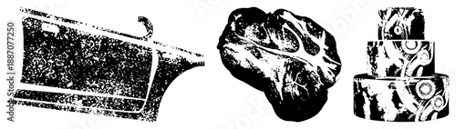 Vintage Car, Bone, and Cake Tower Vector Set