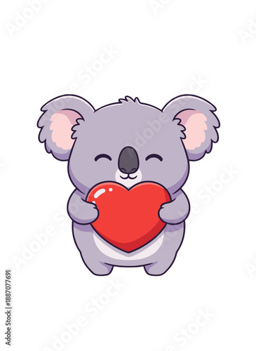 koala holding heart, koala sending love, romantic koala emotion, heart holding koala, loving koala character, affectionate animal, gentle love symbol, romantic animal theme, caring koala gesture, swee